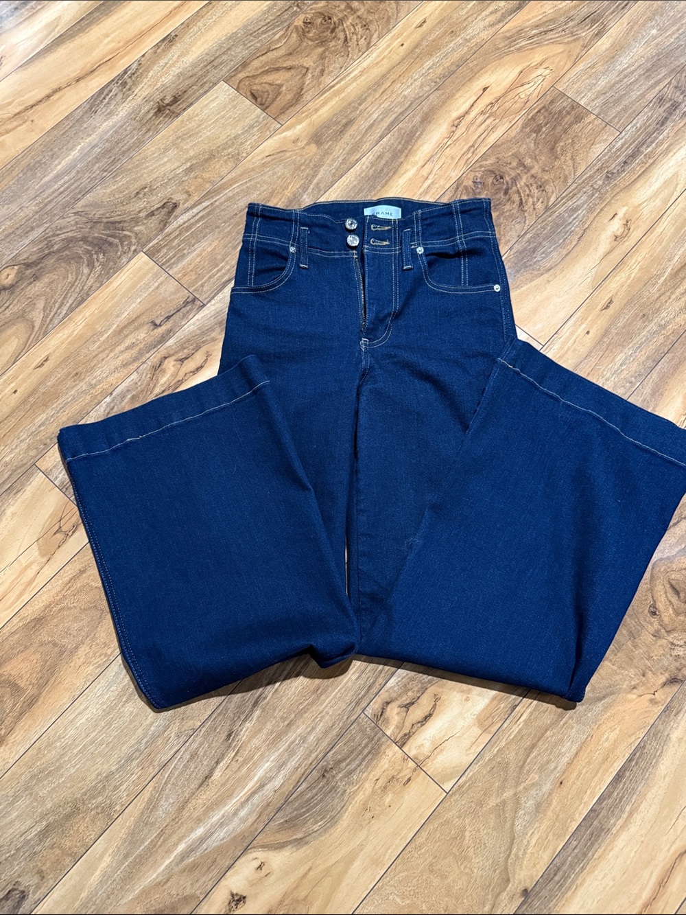Frame Denim Wide Leg Jeans in Dark Blue